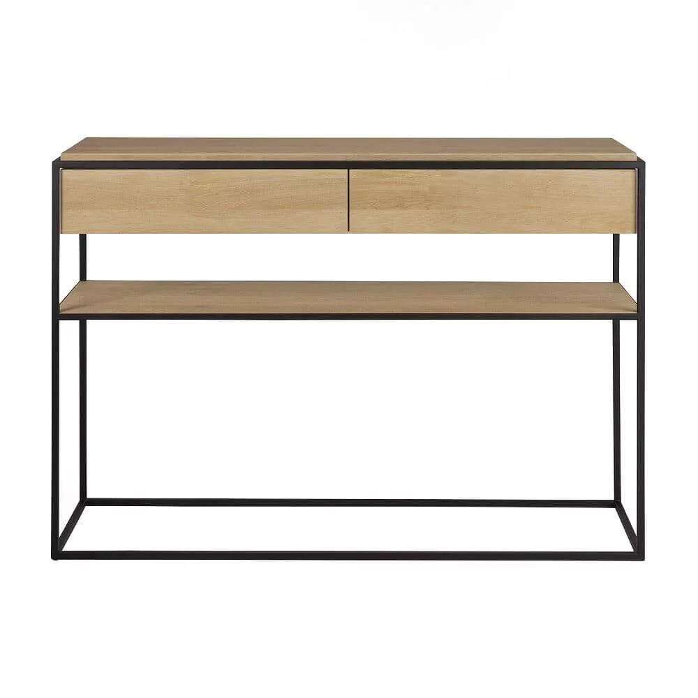 Oak Monolit 2 Drawer Console
